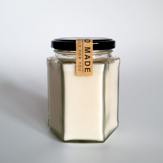 Hexagon glass container candle - L